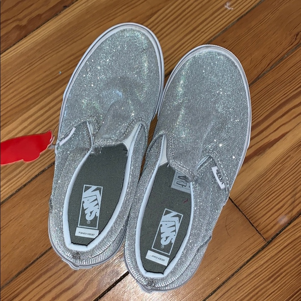 Sliver sparkly vans
